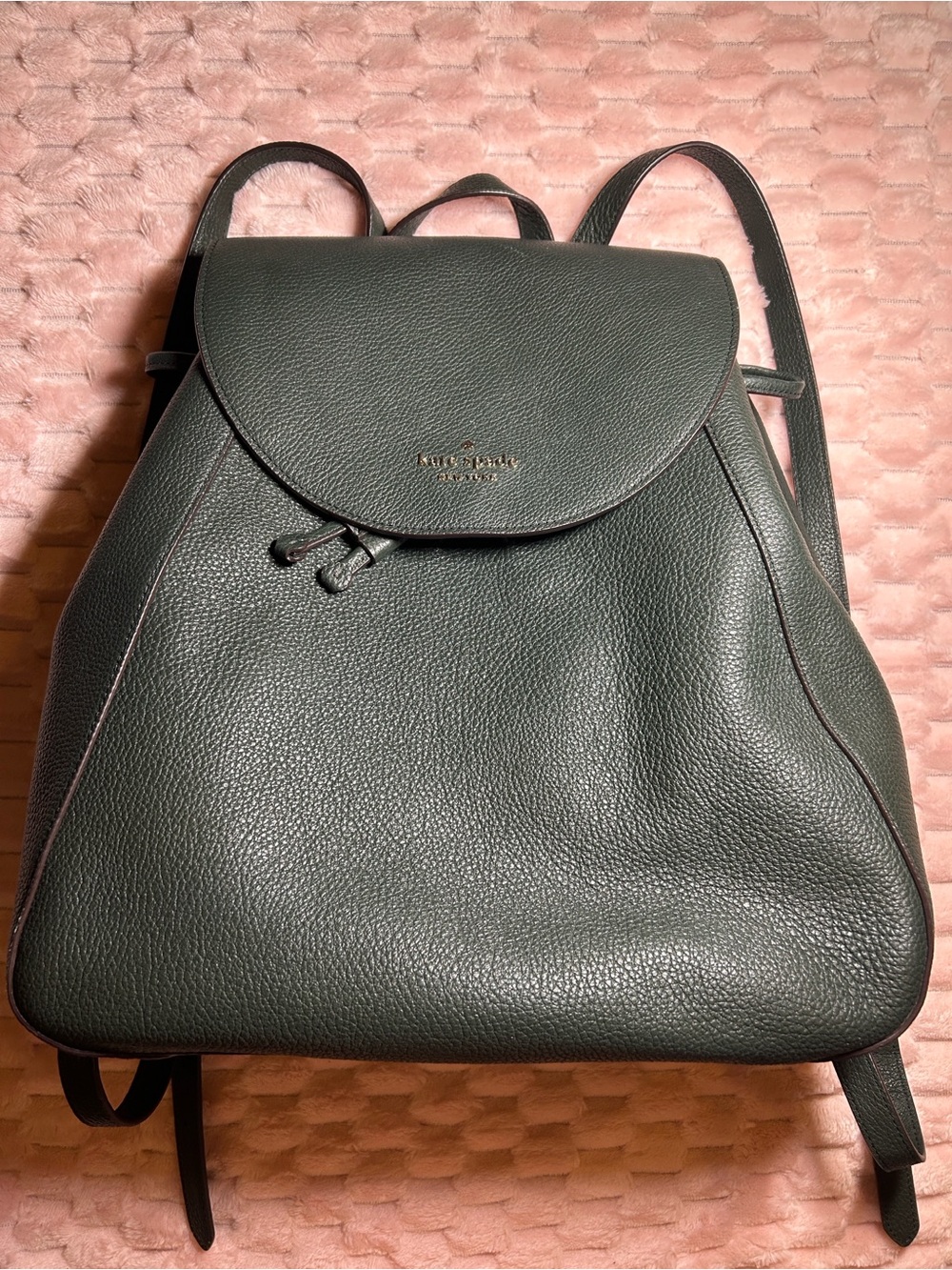 Kate Spade Leila Large Flap Green Leather Backpack 🎒